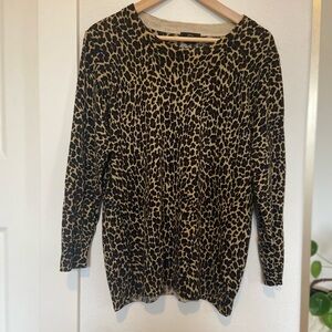 J. Crew Leopard Print Scoop Neck Sweater in Black and Tan
